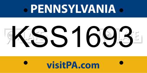 KSS1693 Pennsylvania License Plate