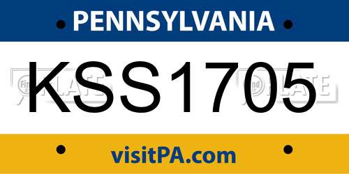 KSS1705 Pennsylvania License Plate