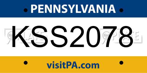 KSS2078 Pennsylvania License Plate