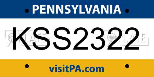 KSS2322 Pennsylvania License Plate