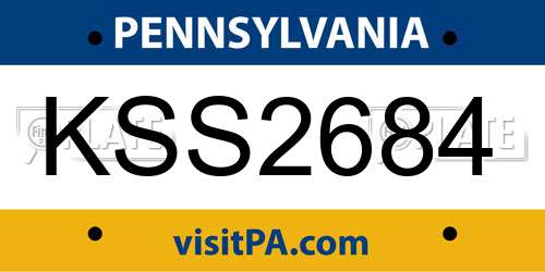 KSS2684 Pennsylvania License Plate