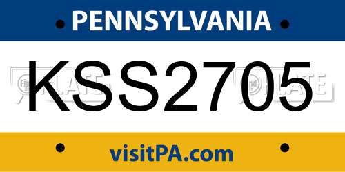 KSS2705 Pennsylvania License Plate