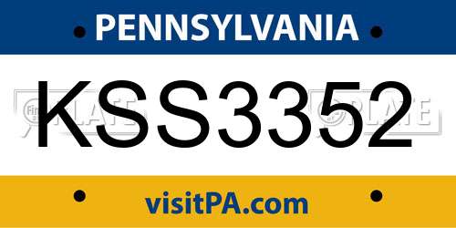 KSS3352 Pennsylvania License Plate