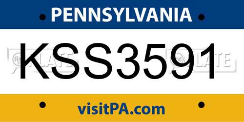 KSS3591 Pennsylvania License Plate