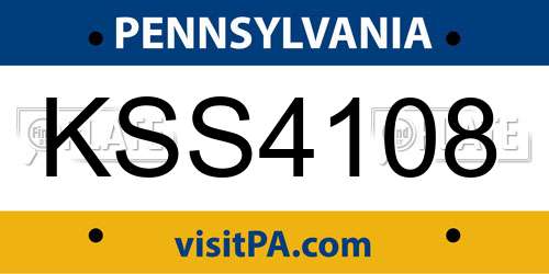KSS4108 Pennsylvania License Plate