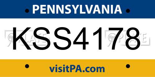 KSS4178 Pennsylvania License Plate