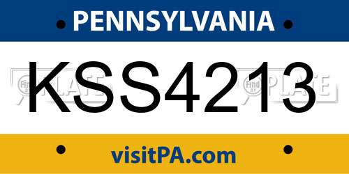 KSS4213 Pennsylvania License Plate