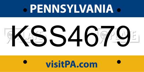 KSS4679 Pennsylvania License Plate