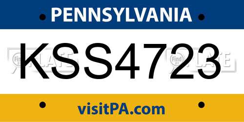 KSS4723 Pennsylvania License Plate