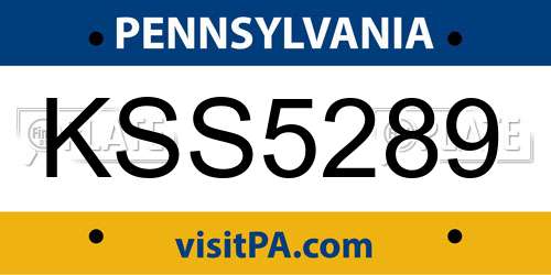 KSS5289 Pennsylvania License Plate