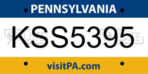 KSS5395 Pennsylvania License Plate