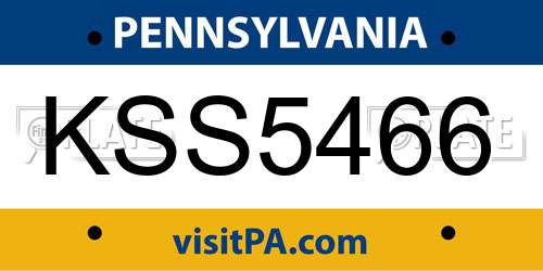 KSS5466 Pennsylvania License Plate