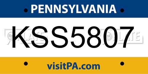 KSS5807 Pennsylvania License Plate