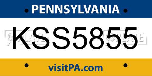KSS5855 Pennsylvania License Plate