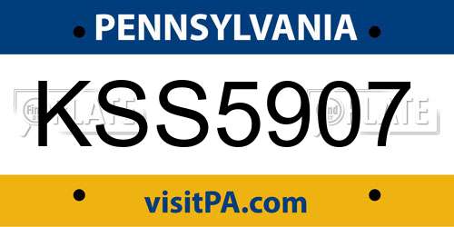 KSS5907 Pennsylvania License Plate