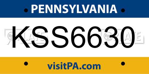 KSS6630 Pennsylvania License Plate