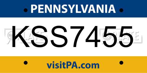 KSS7455 Pennsylvania License Plate