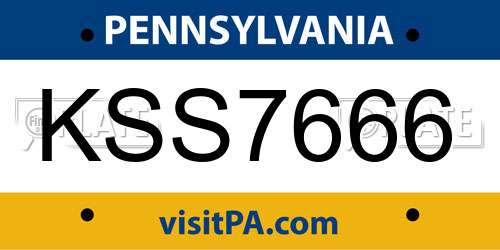 KSS7666 Pennsylvania License Plate