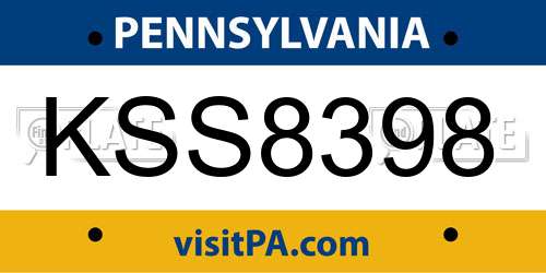 KSS8398 Pennsylvania License Plate