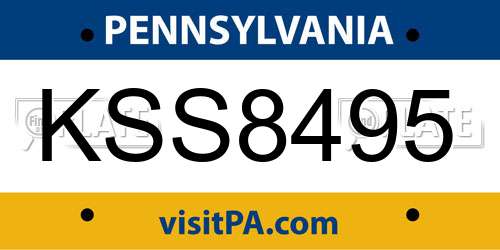 KSS8495 Pennsylvania License Plate