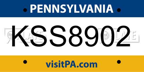 KSS8902 Pennsylvania License Plate