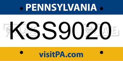 KSS9020 Pennsylvania License Plate