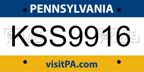 KSS9916 Pennsylvania License Plate