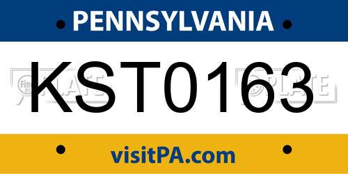 KST0163 Pennsylvania License Plate