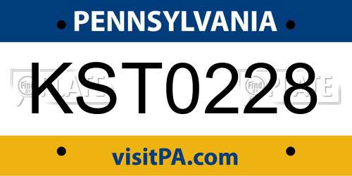 KST0228 Pennsylvania License Plate