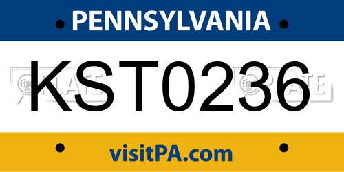 KST0236 Pennsylvania License Plate
