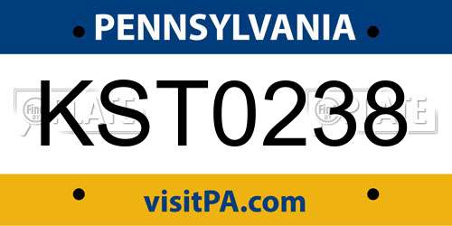 KST0238 Pennsylvania License Plate