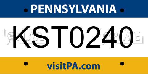 KST0240 Pennsylvania License Plate