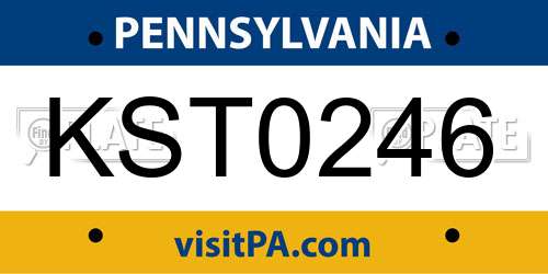 KST0246 Pennsylvania License Plate
