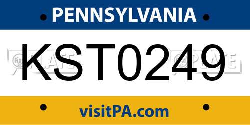 KST0249 Pennsylvania License Plate