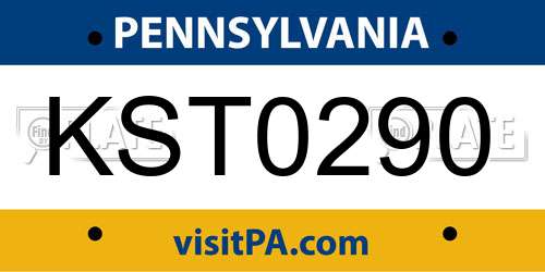 KST0290 Pennsylvania License Plate