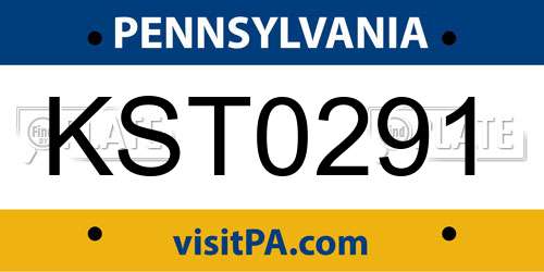 KST0291 Pennsylvania License Plate