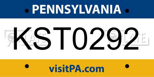 KST0292 Pennsylvania License Plate