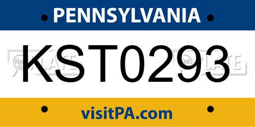KST0293 Pennsylvania License Plate