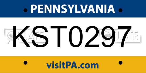 KST0297 Pennsylvania License Plate