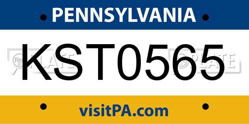 KST0565 Pennsylvania License Plate