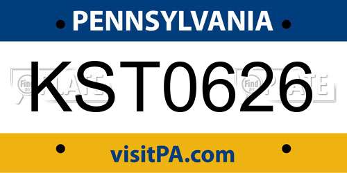 KST0626 Pennsylvania License Plate