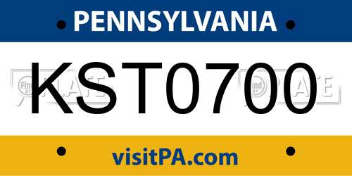KST0700 Pennsylvania License Plate