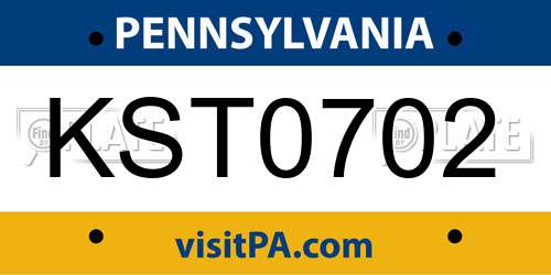 KST0702 Pennsylvania License Plate