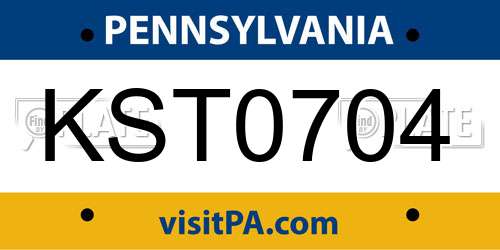 KST0704 Pennsylvania License Plate