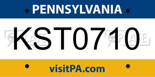 KST0710 Pennsylvania License Plate