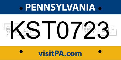 KST0723 Pennsylvania License Plate