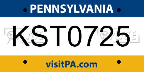 KST0725 Pennsylvania License Plate