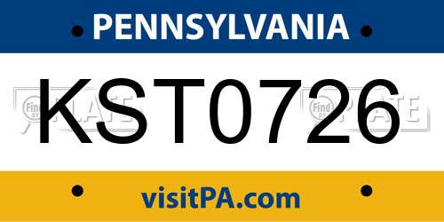 KST0726 Pennsylvania License Plate