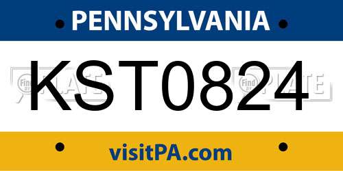 KST0824 Pennsylvania License Plate