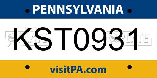 KST0931 Pennsylvania License Plate